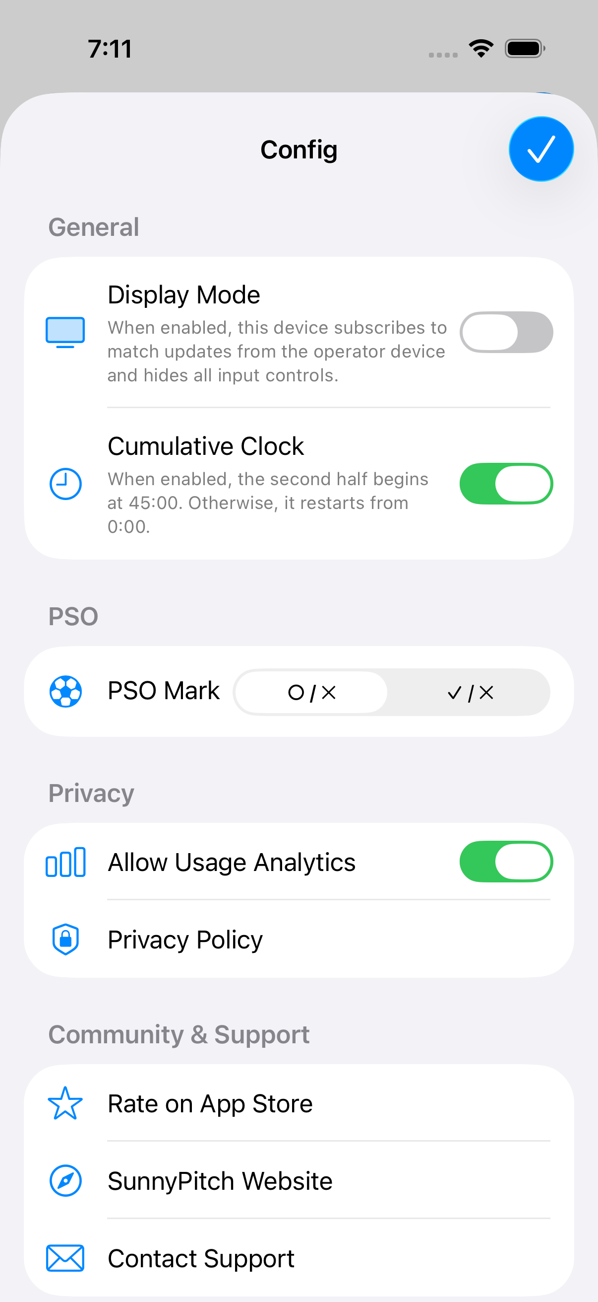 Settings screen on iPhone