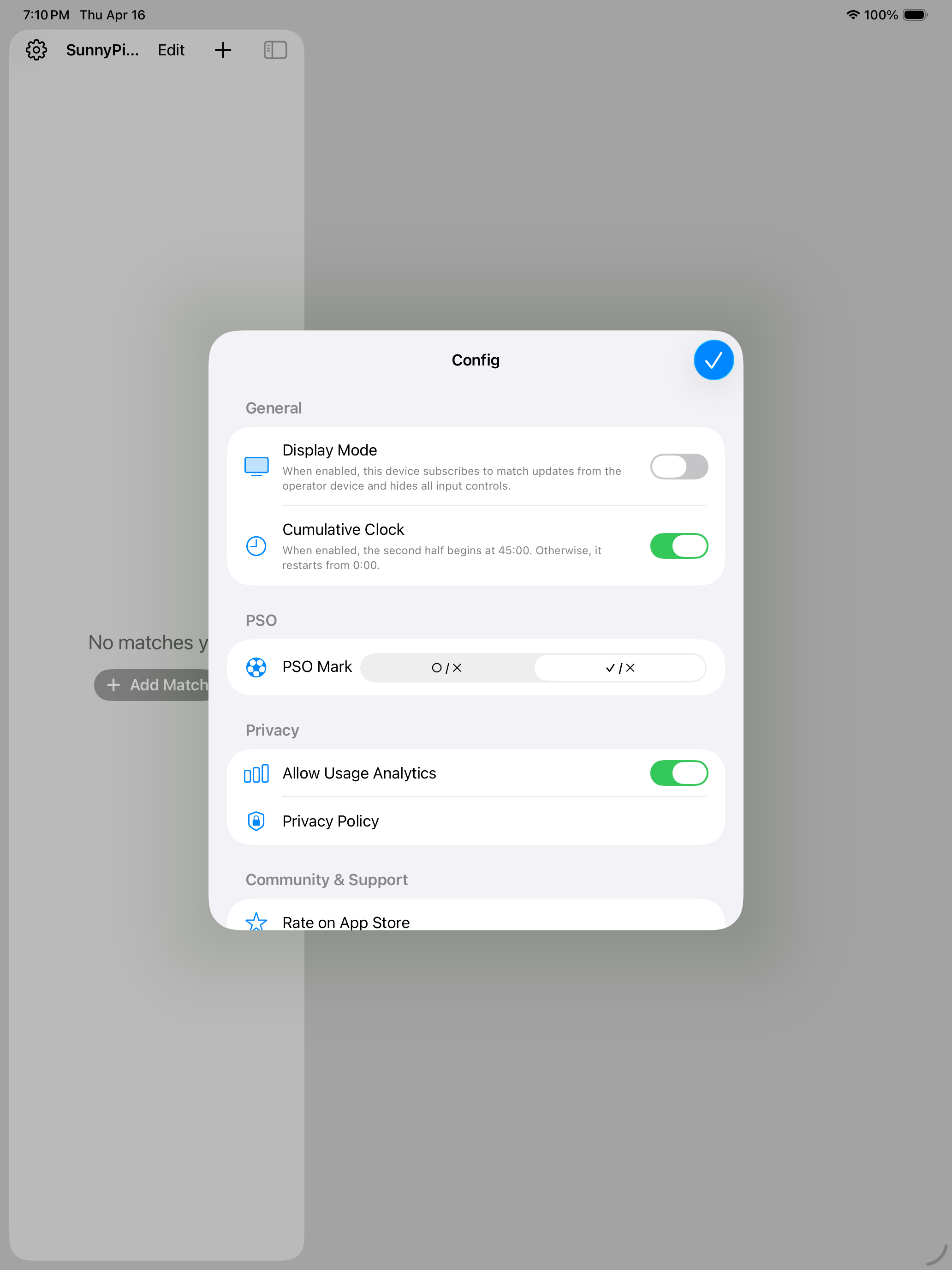 Settings screen showing the Display Mode and Cumulative Clock toggles